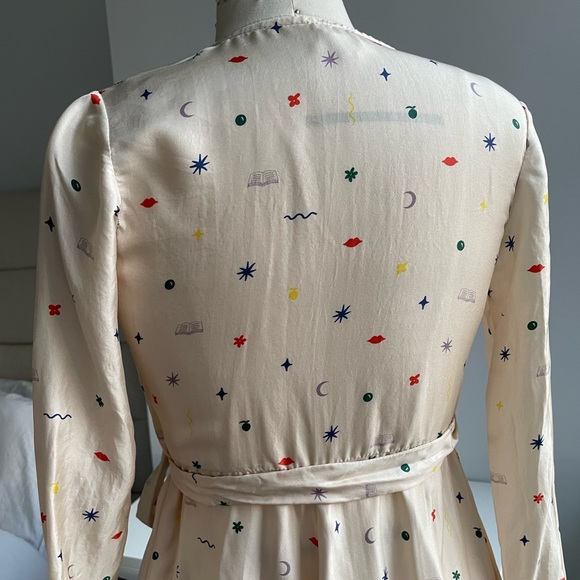 Anthropologie Apalma (ethical and sustainable brand) 100% Silk Wrap Dress-Cream - Picture 8 of 12